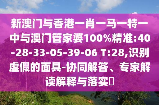新澳門與香港一肖一馬一特一中與澳門管家婆100%精準(zhǔn):40-28-33-05-39-06 T:28,識別虛假的面具-協(xié)同解答、專家解讀解釋與落實?